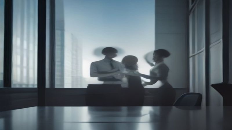 爱情岛清晨码头咖啡馆外，一对恋人隔着窗台微笑对视